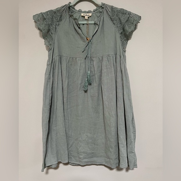 Listicle Boutique Boho Cotton Gauze Sage Green Dress Size Small Party Beachy - Picture 1 of 8
